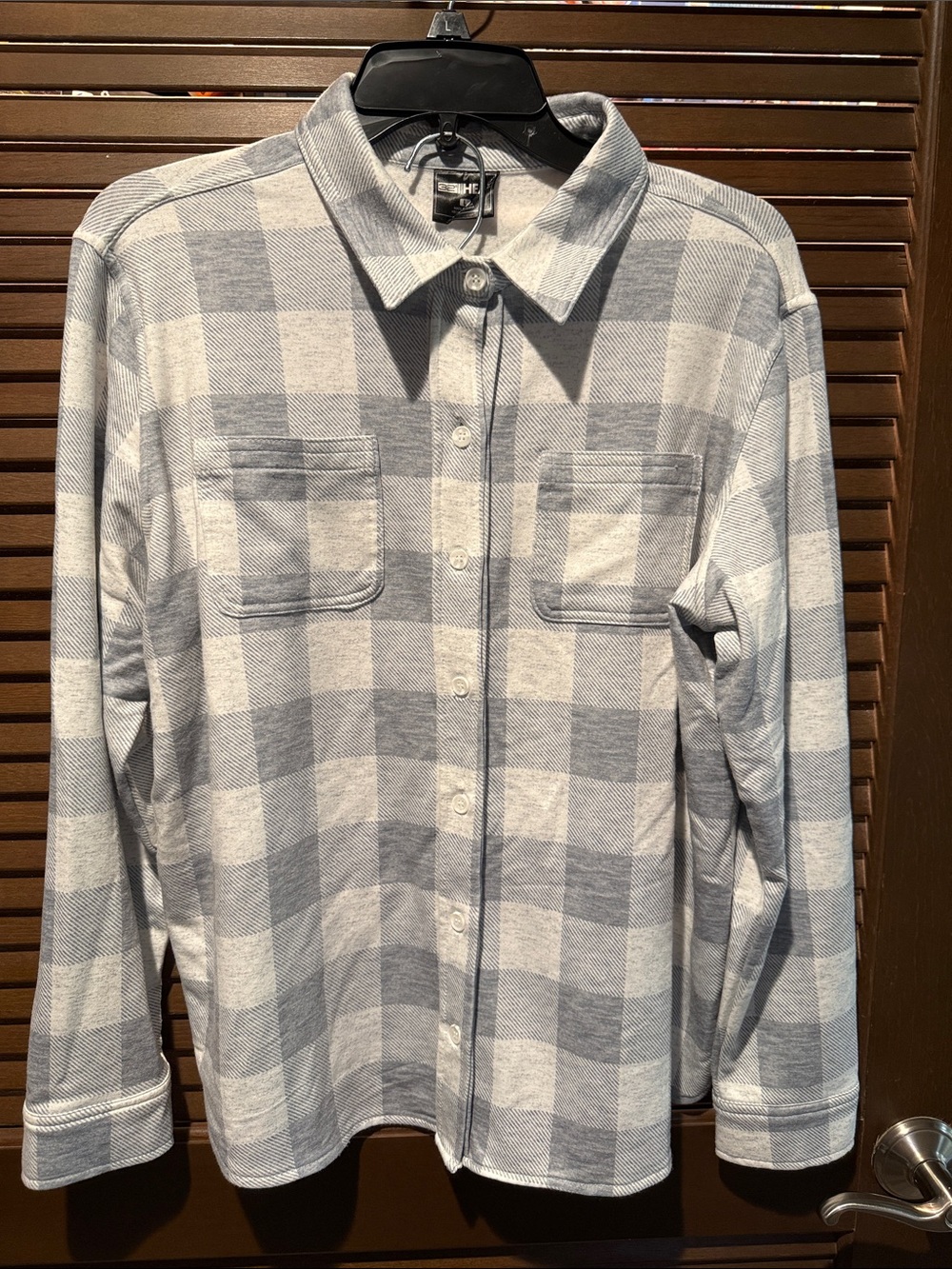 32 Degrees Heat Women's Cozy Knot Fleece Flannel Button-Down Shirt Size L